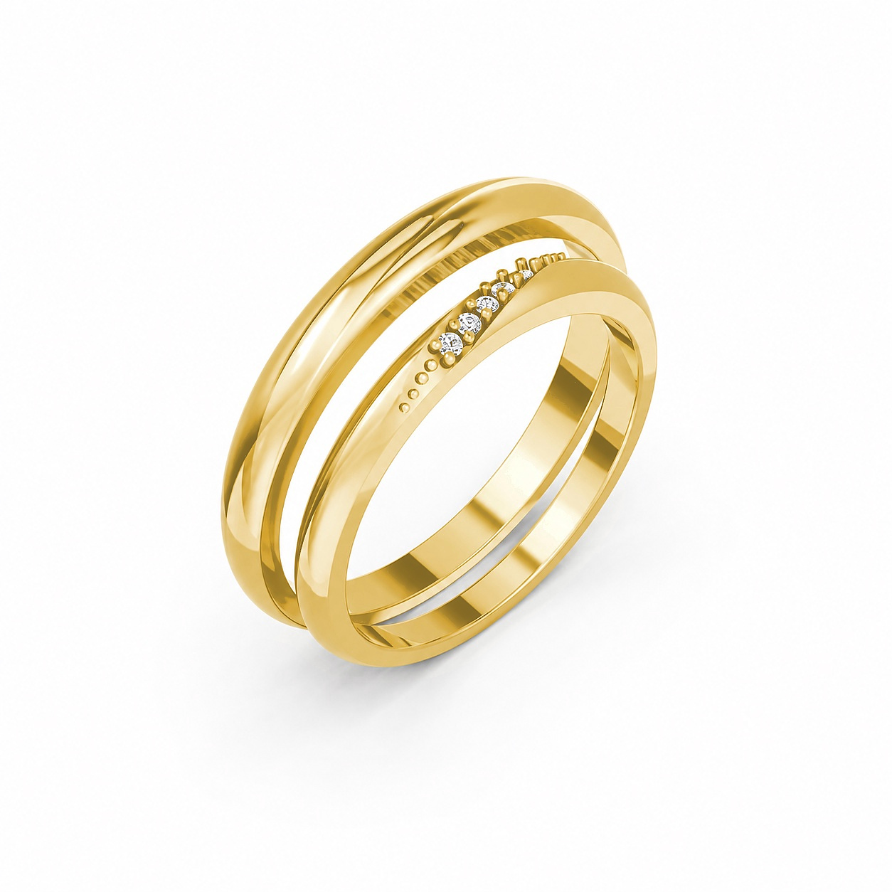 Nhẫn cưới kim cương H121 Vàng Gold thiết kế tinh tế, sang trọng