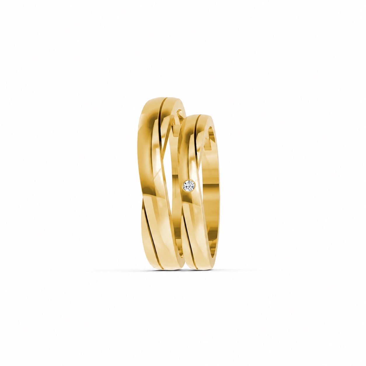 Nhẫn cưới kim cương H129 Vàng Gold thiết kế phá cách, sang trọng