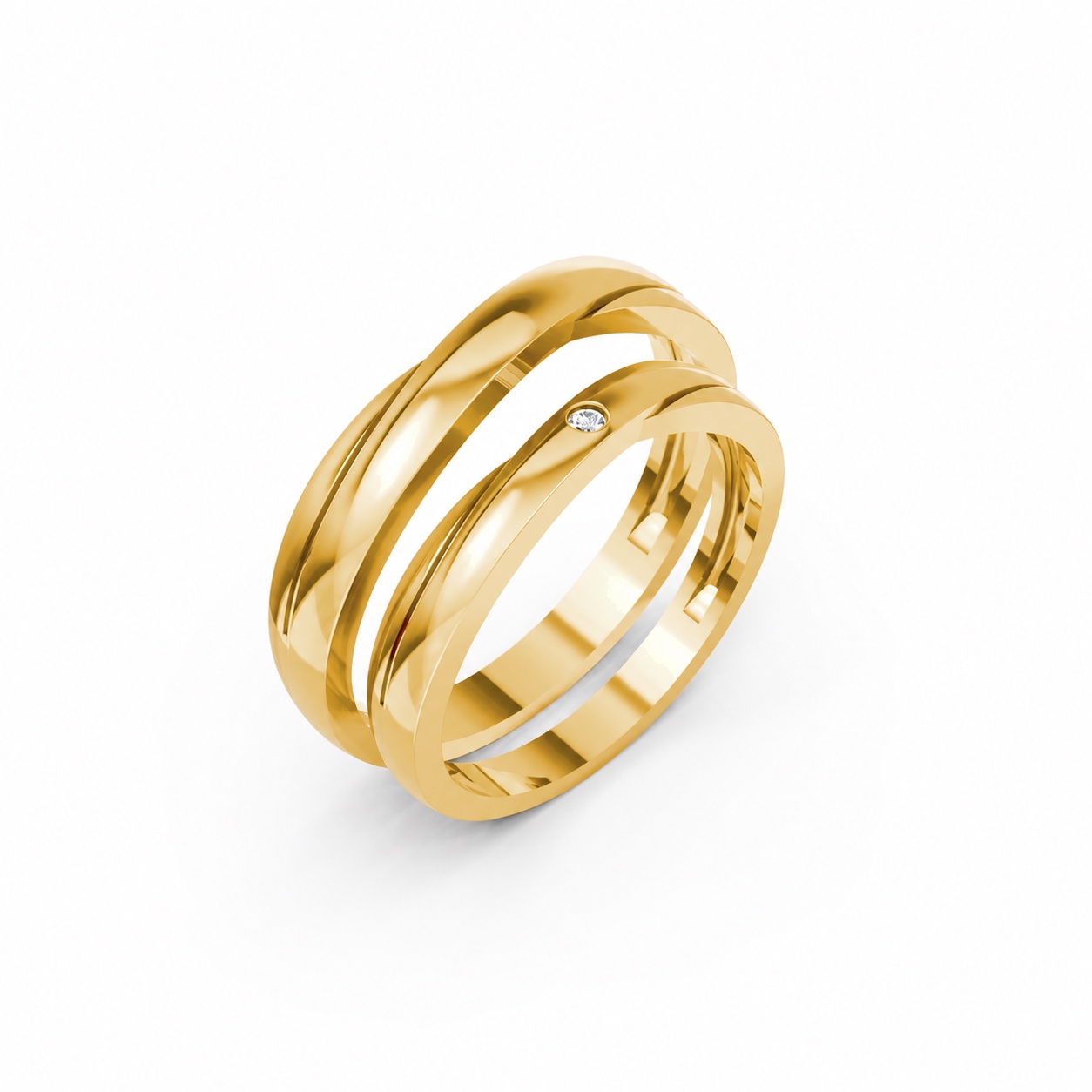 Nhẫn cưới kim cương H129 Vàng Gold thiết kế tinh tế, sang trọng