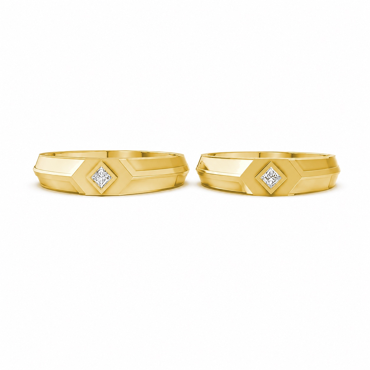Nhẫn cưới H4 màu Vàng Gold thiết kế tinh xảo, độc đáo