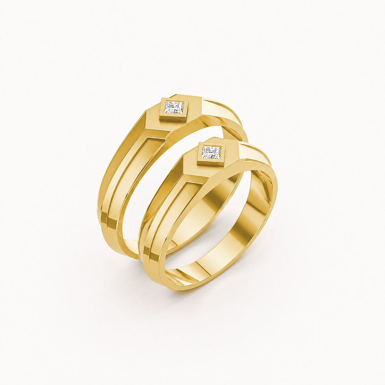 Nhẫn cưới H4 màu Vàng Gold thiết kế tinh tế, sang trọng