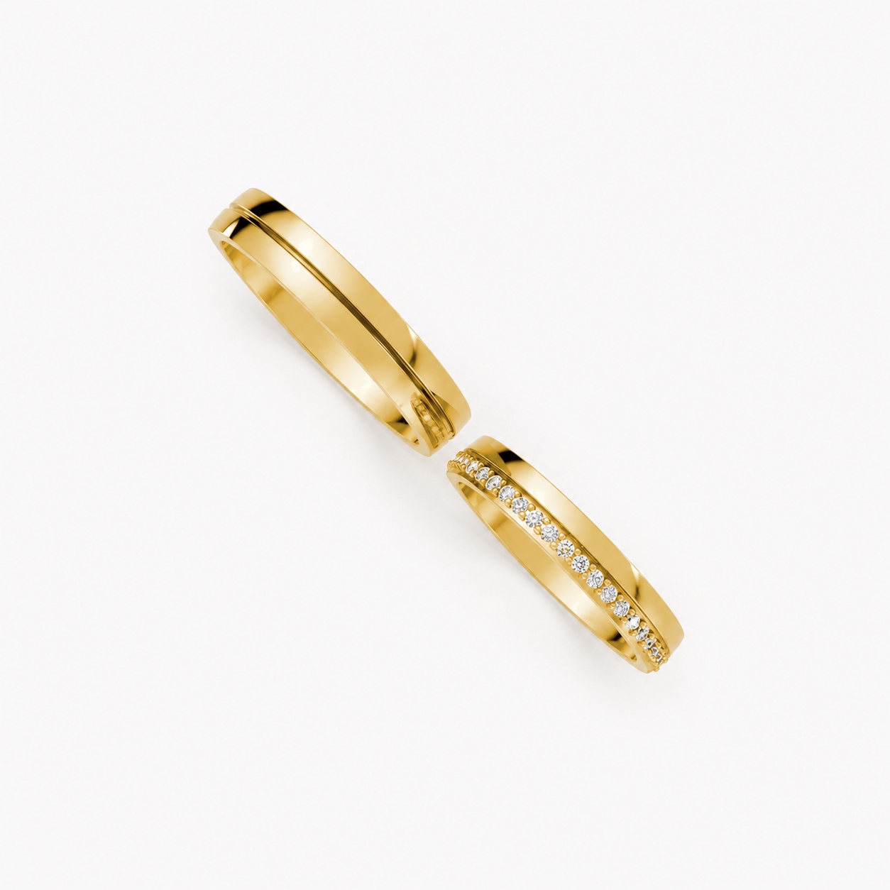 Nhẫn cưới H40 màu Vàng Gold thiết kế phá cách, sang trọng