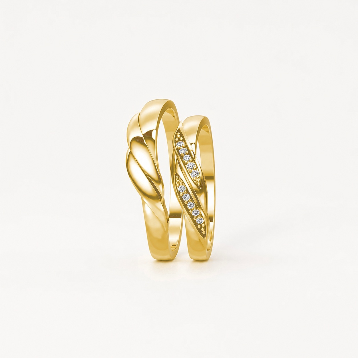 Nhẫn cưới H41 màu Vàng Gold thiết kế phá cách, sang trọng