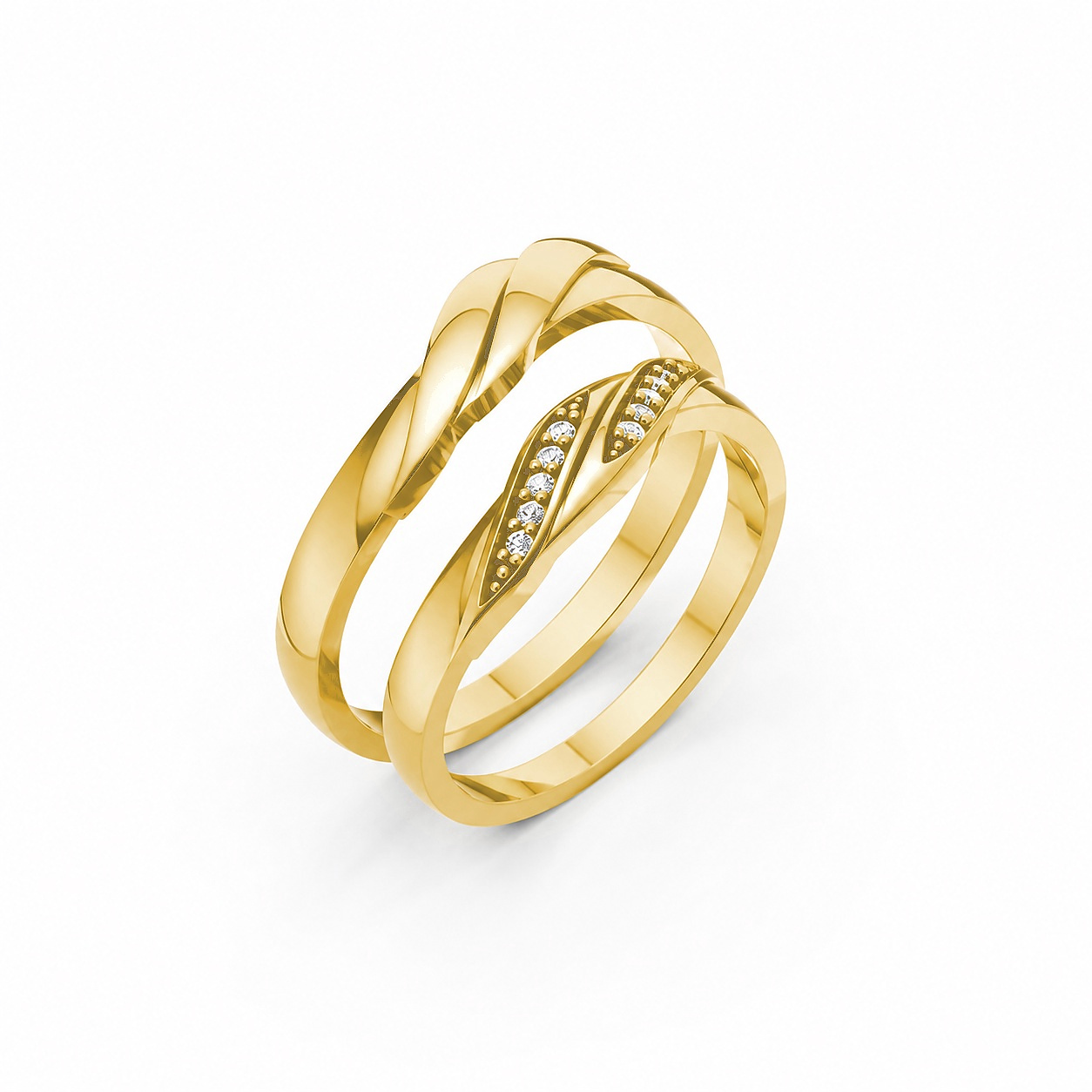 Nhẫn cưới H41 màu Vàng Gold thiết kế tinh tế, sang trọng