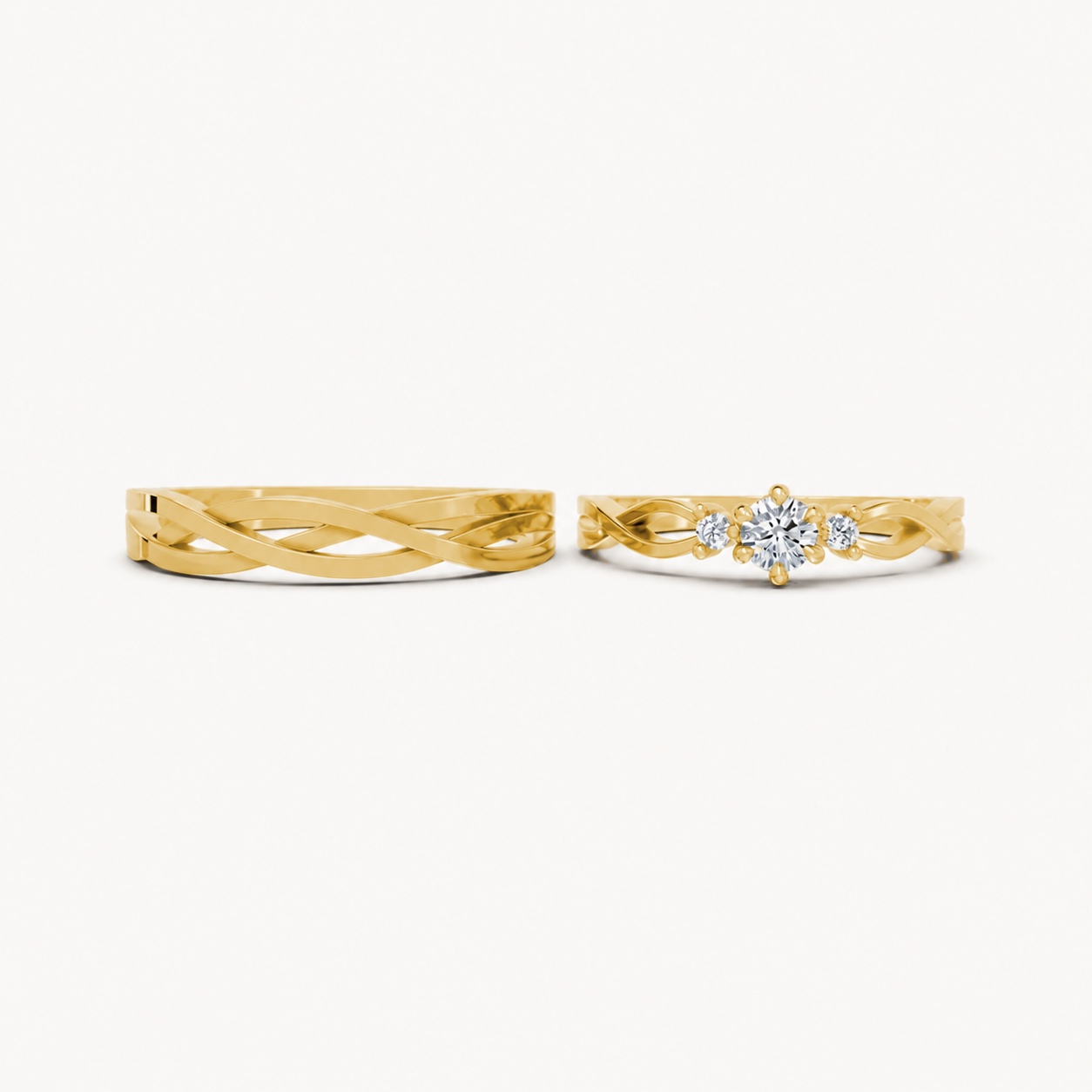 Nhẫn cưới H43 màu Vàng Gold vàng 10K/14K/18K/607 cao cấp, thanh lịch