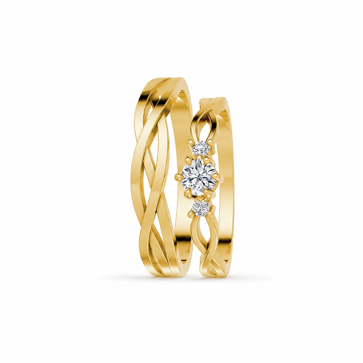 Nhẫn cưới H43 màu Vàng Gold thiết kế phá cách, sang trọng