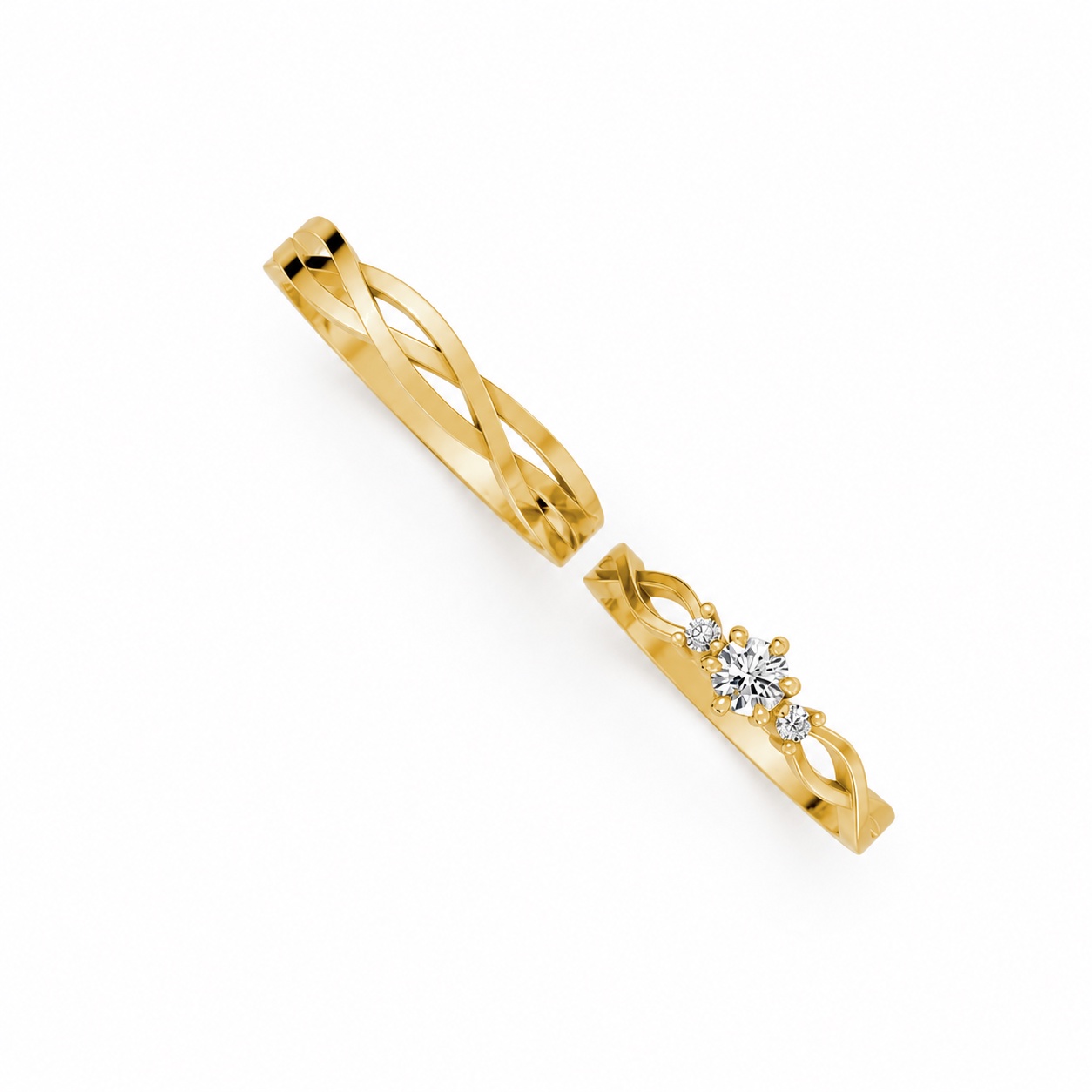 Nhẫn cưới H43 màu Vàng Gold thiết kế tinh xảo, độc đáo