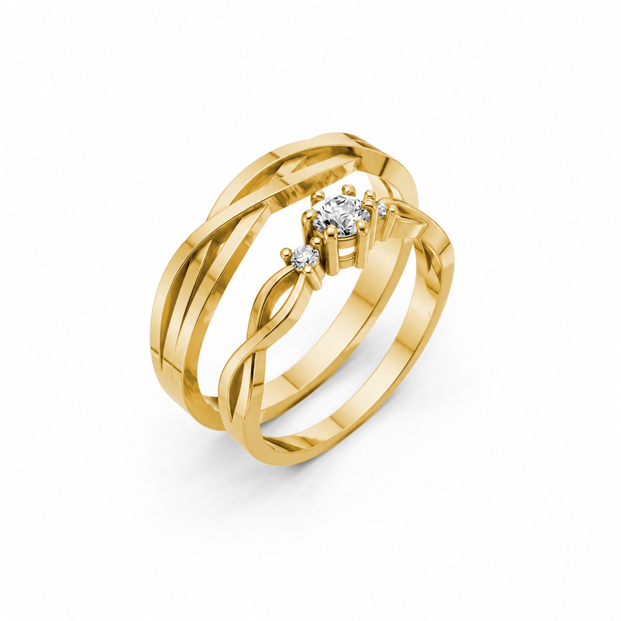Nhẫn cưới H43 màu Vàng Gold thiết kế tinh tế, sang trọng