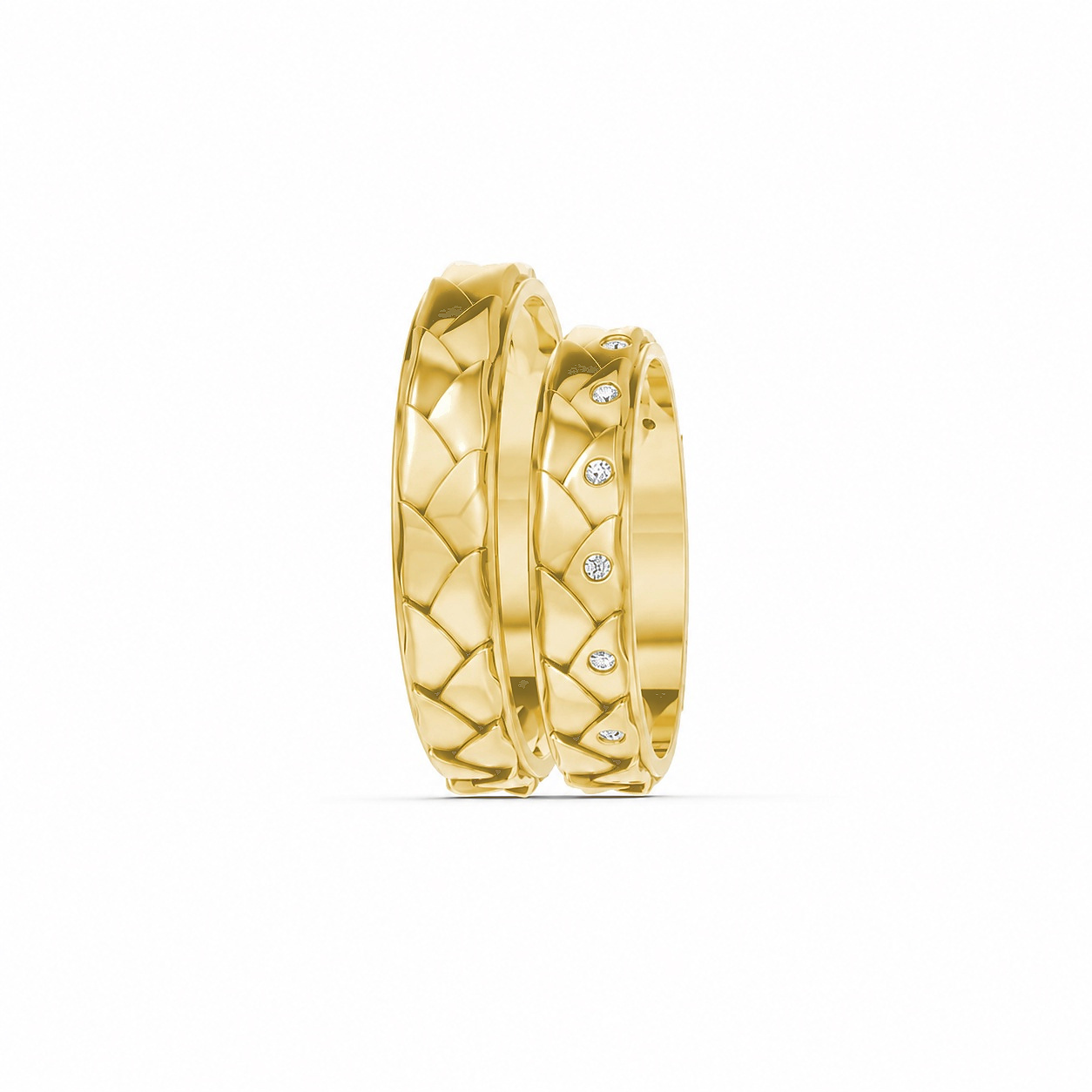 Nhẫn cưới H62 màu Vàng Gold thiết kế phá cách, sang trọng
