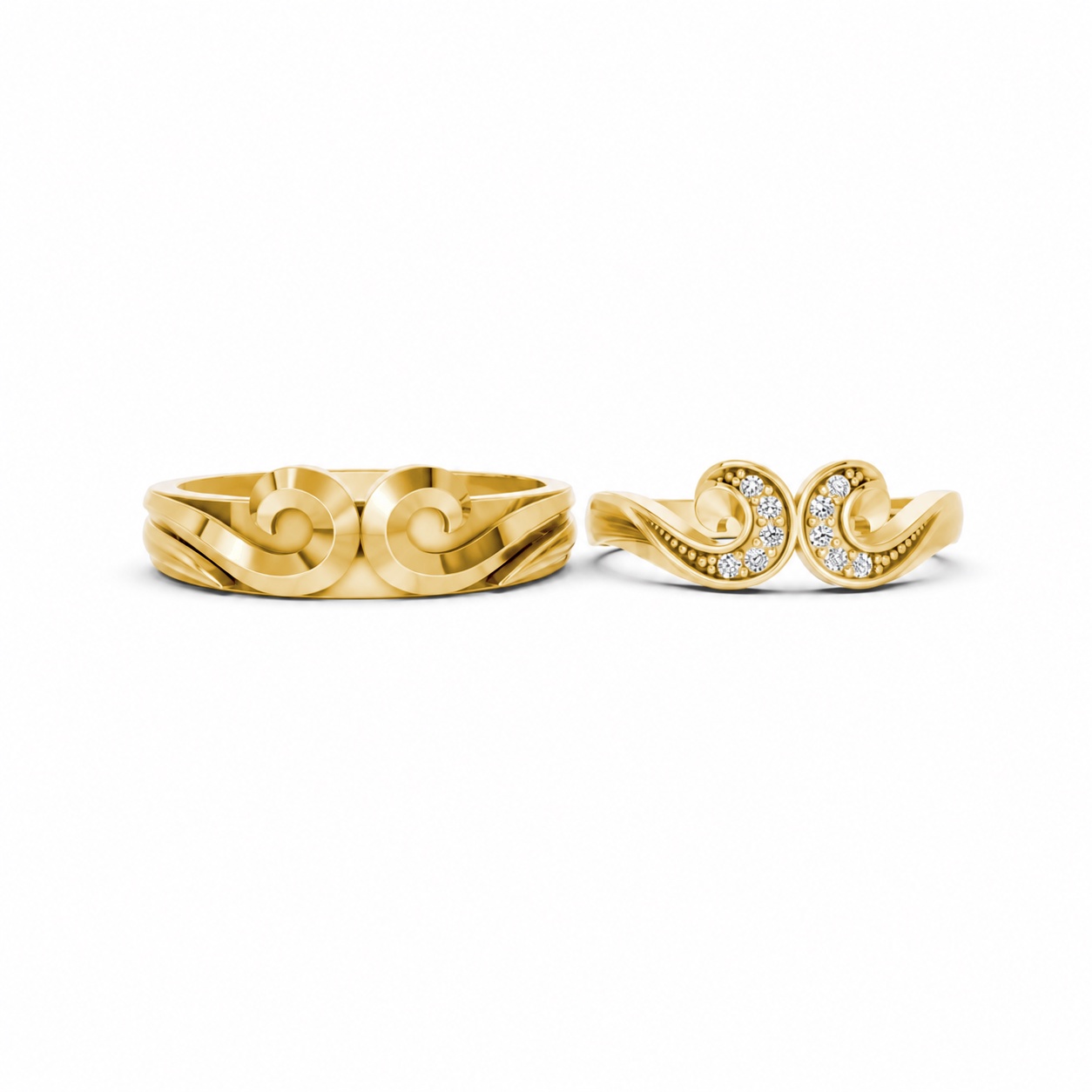 Nhẫn cưới H64 màu Vàng Gold thiết kế tinh xảo, độc đáo