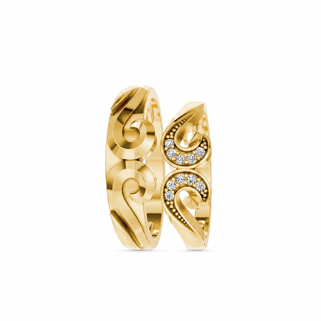 Nhẫn cưới H64 màu Vàng Gold thiết kế phá cách, sang trọng