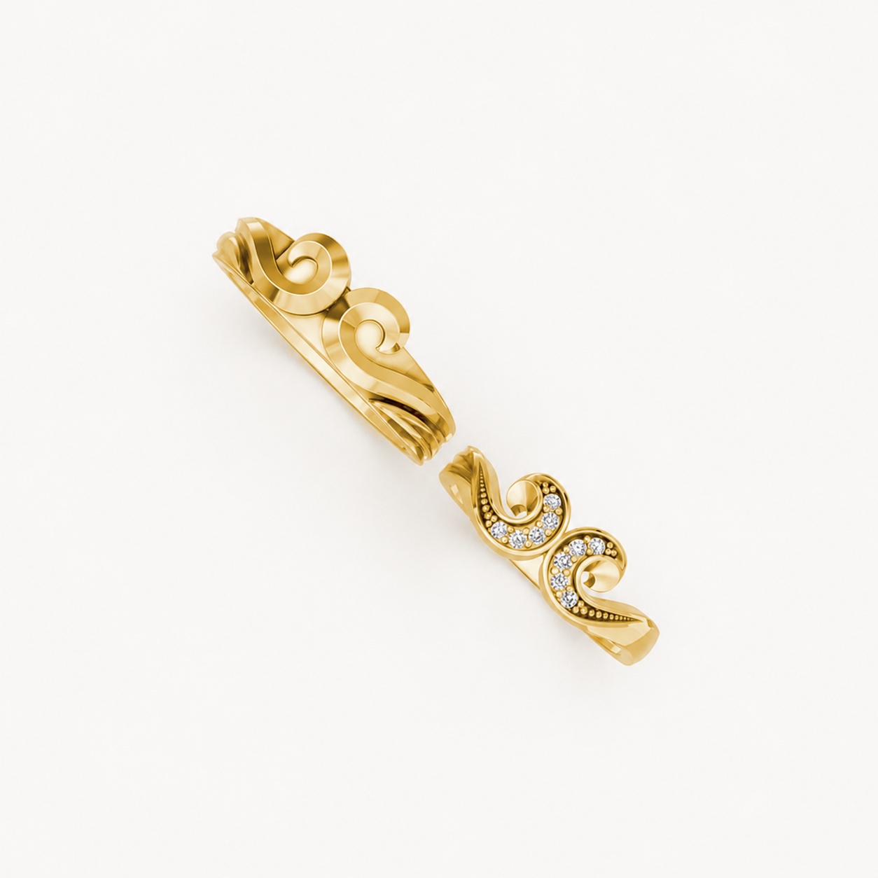 Nhẫn cưới H64 màu Vàng Gold vàng 10K/14K/18K/607 cao cấp, thanh lịch