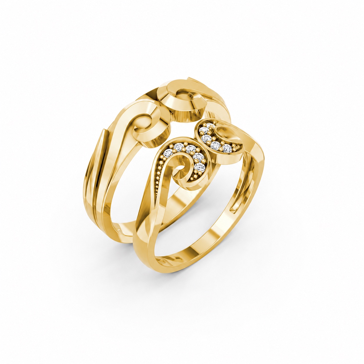 Nhẫn cưới H64 màu Vàng Gold thiết kế tinh tế, sang trọng