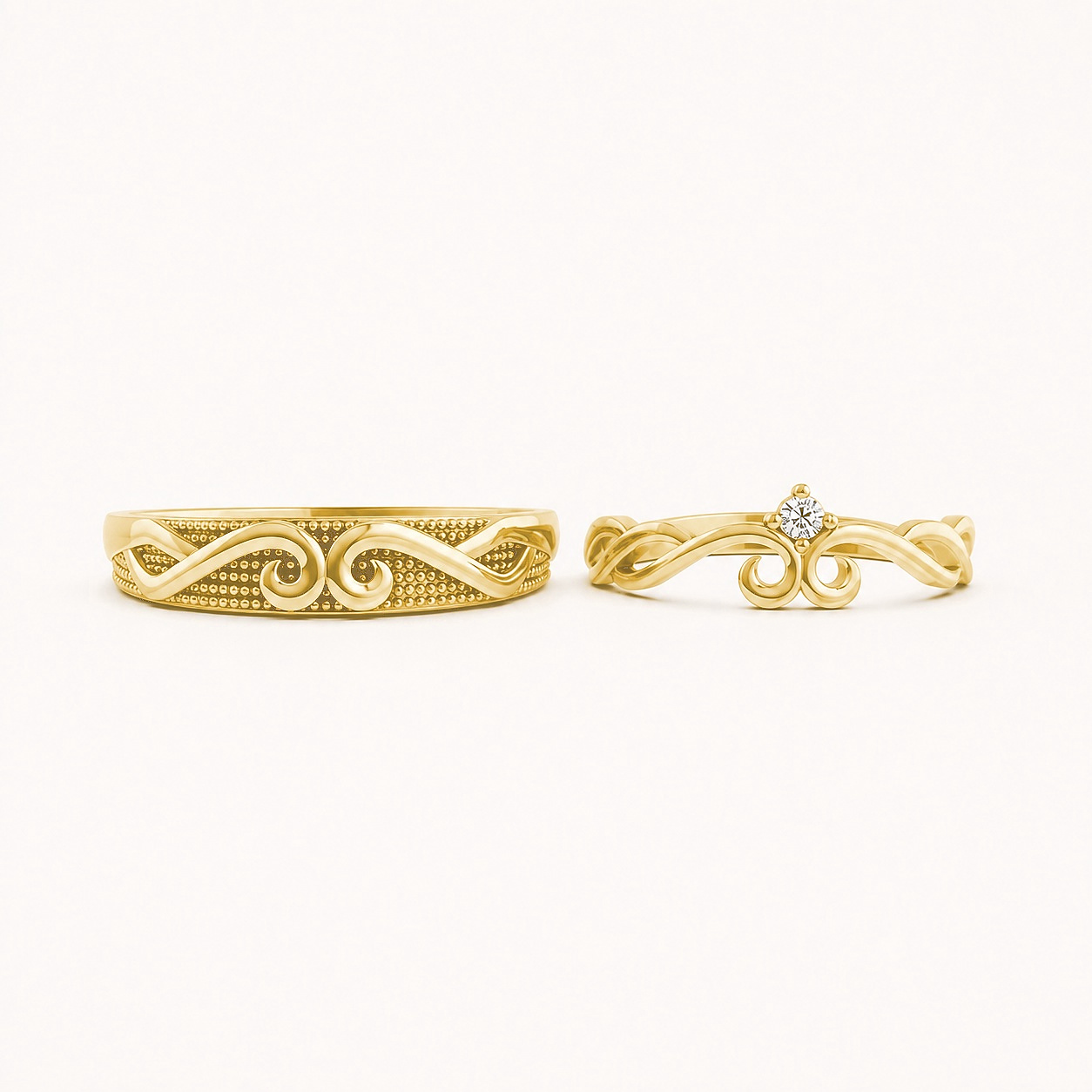 Nhẫn cưới H66 màu Vàng Gold thiết kế tinh xảo, độc đáo