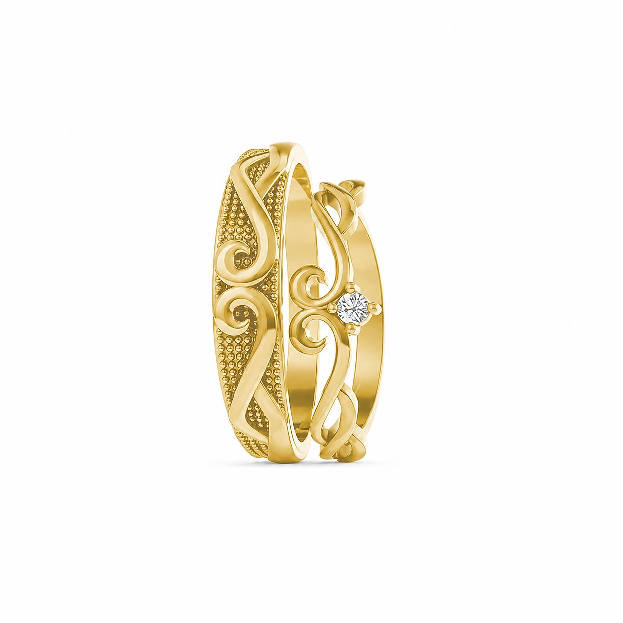 Nhẫn cưới H66 màu Vàng Gold vàng 10K/14K/18K/607 cao cấp, thanh lịch