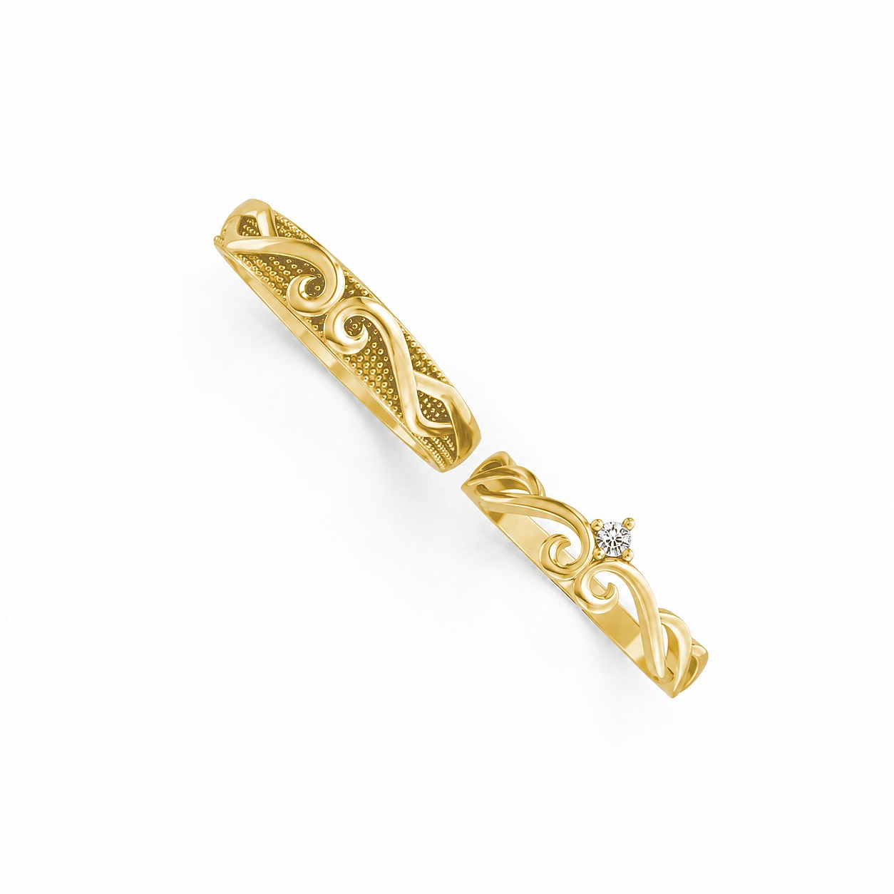 Nhẫn cưới H66 màu Vàng Gold thiết kế phá cách, sang trọng