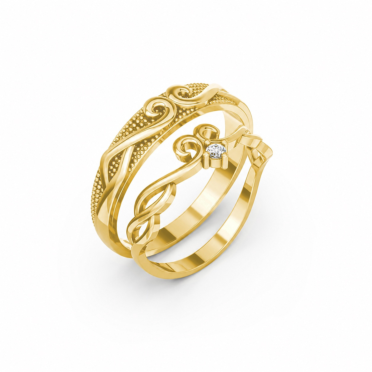 Nhẫn cưới H66 màu Vàng Gold thiết kế tinh tế, sang trọng