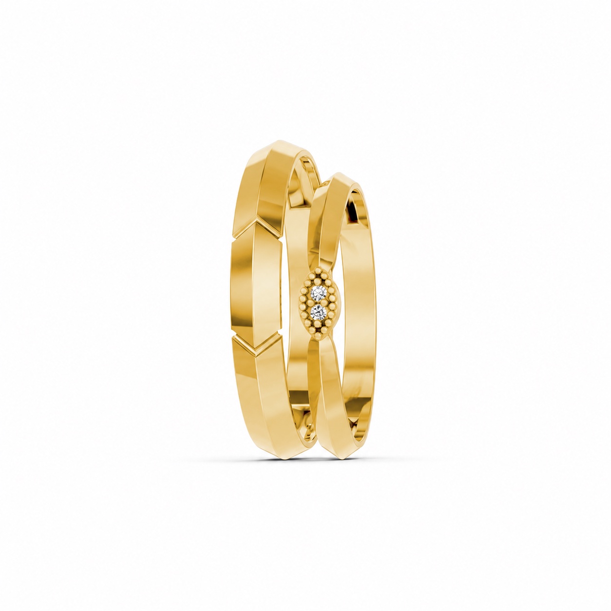 Nhẫn cưới H91 Vàng Gold thiết kế phá cách, sang trọng