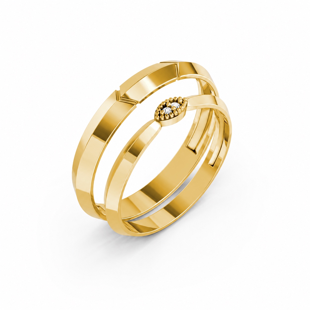 Nhẫn cưới H91 Vàng Gold thiết kế tinh tế, sang trọng