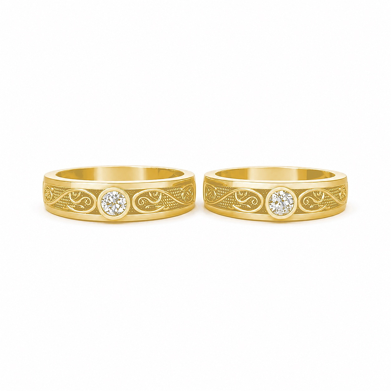 Nhẫn cưới hoa văn F32 Vàng Gold vàng 10K/14K/18K/607 cao cấp, thanh lịch