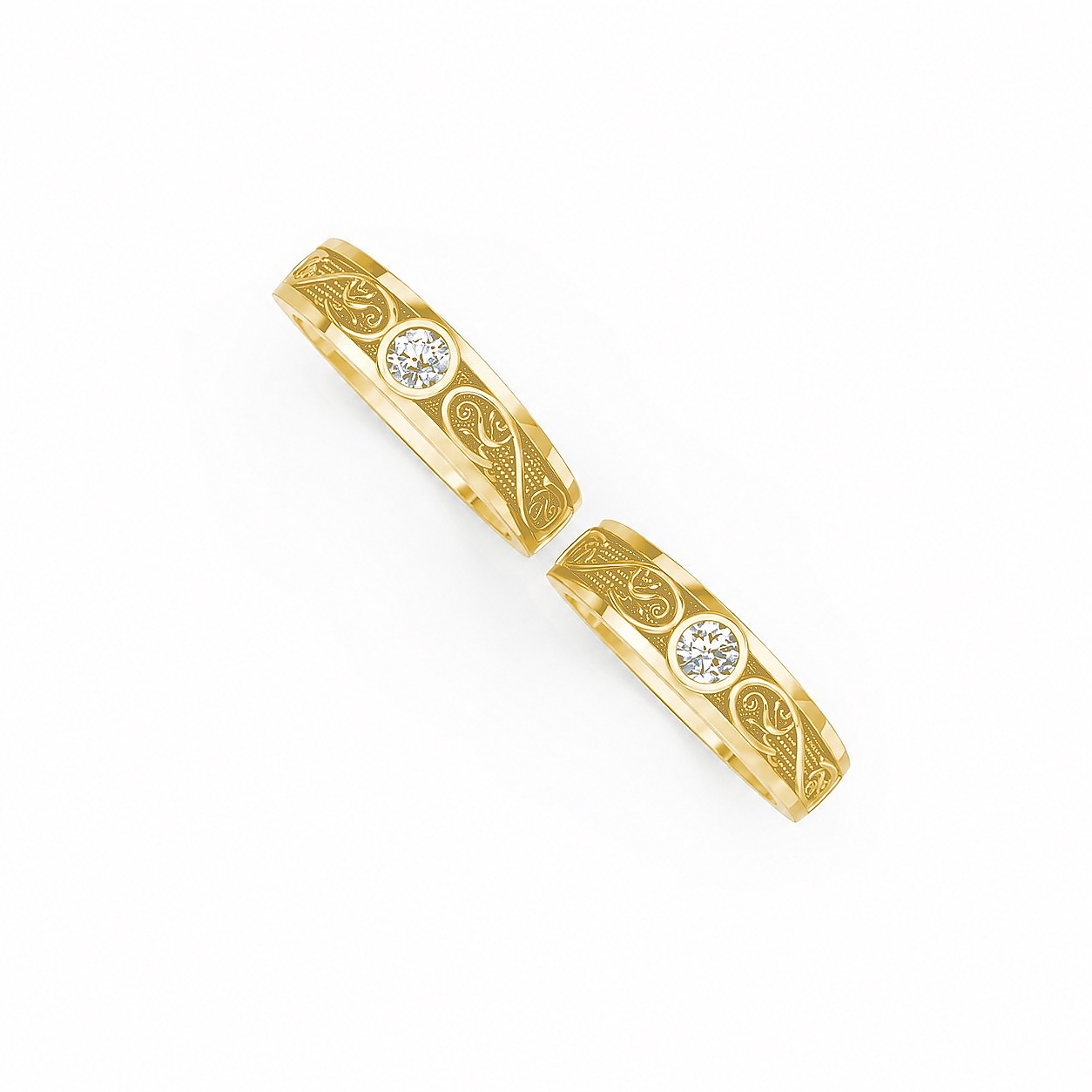 Nhẫn cưới hoa văn F32 Vàng Gold thiết kế tinh xảo, độc đáo