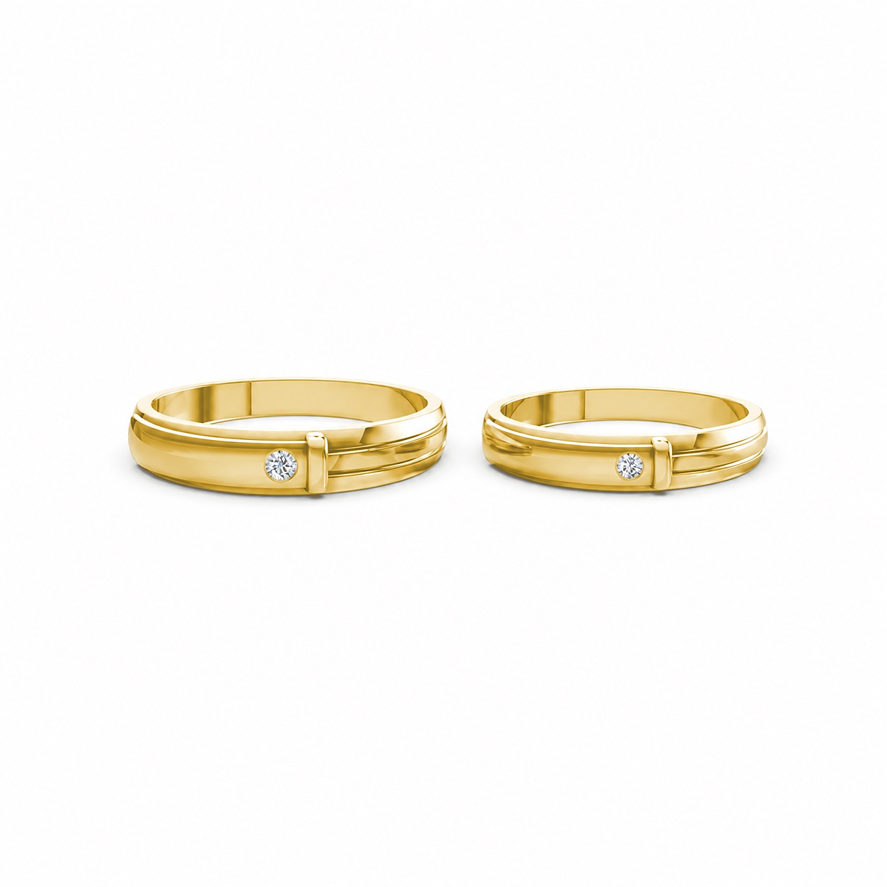 Nhẫn cưới kim cương A141 màu Vàng Gold thiết kế tinh xảo, độc đáo
