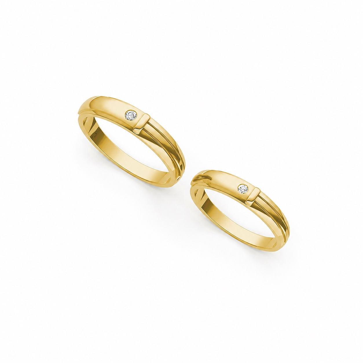 Nhẫn cưới kim cương A141 màu Vàng Gold thiết kế phá cách, sang trọng