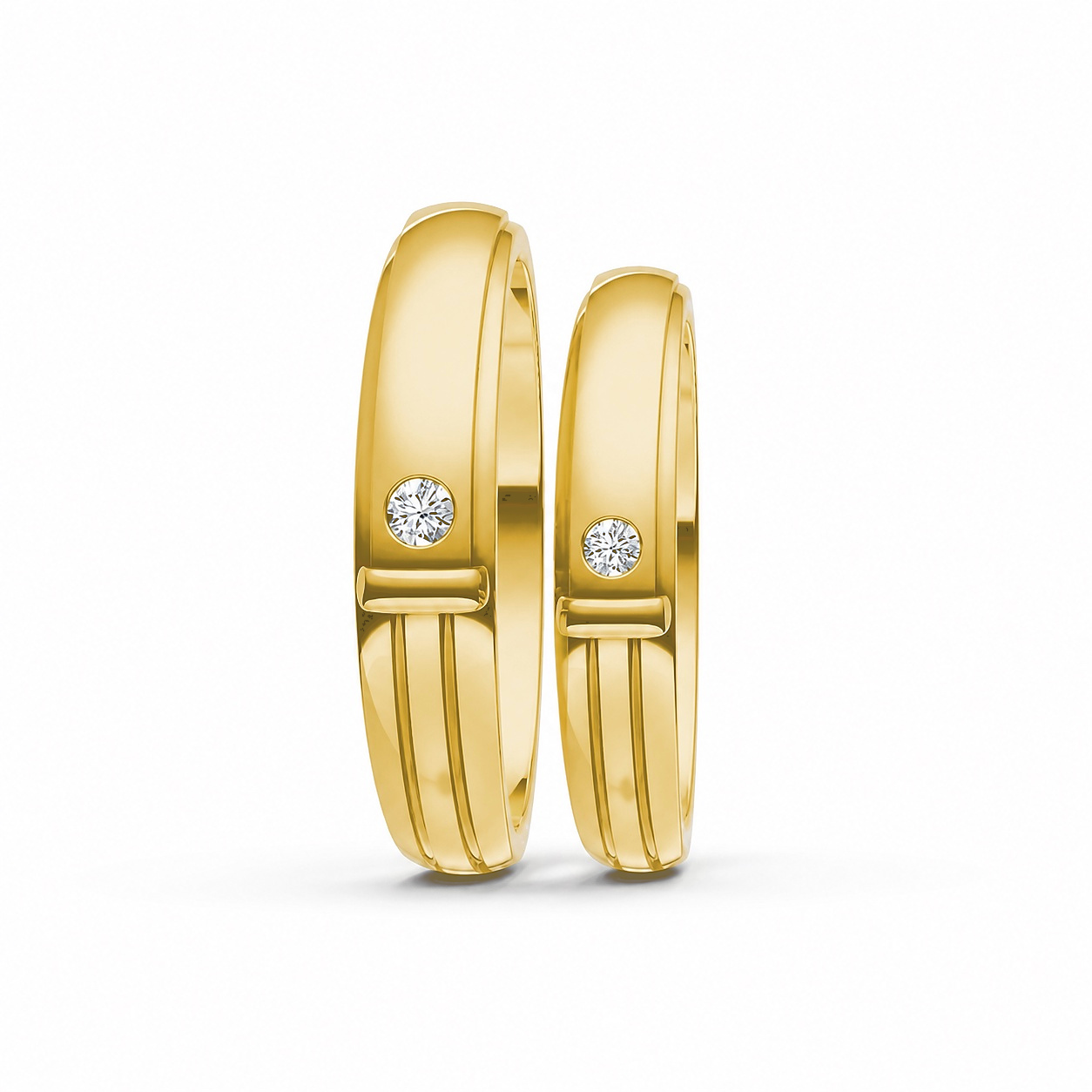 Nhẫn cưới kim cương A141 màu Vàng Gold vàng 10K/14K/18K/607 cao cấp, thanh lịch