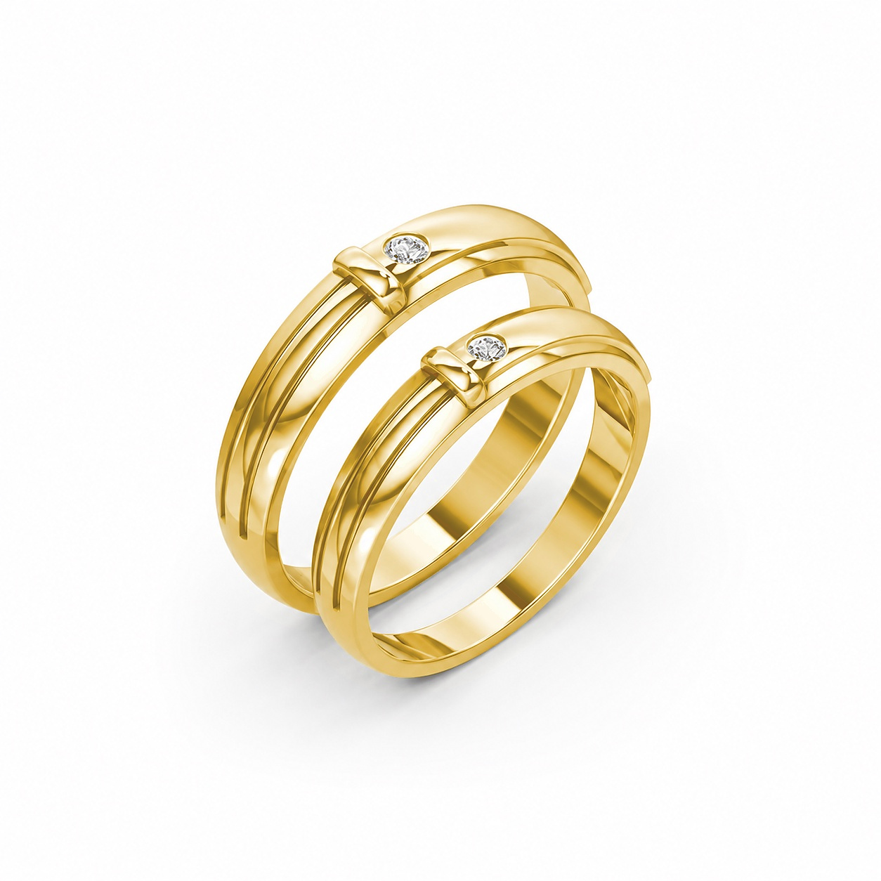Nhẫn cưới kim cương A141 màu Vàng Gold thiết kế tinh tế, sang trọng