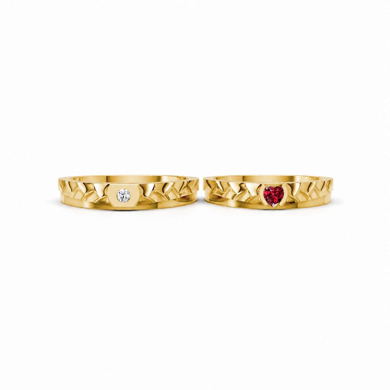 Nhẫn cưới kim cương F313 Vàng Gold vàng 10K/14K/18K/607 cao cấp, thanh lịch