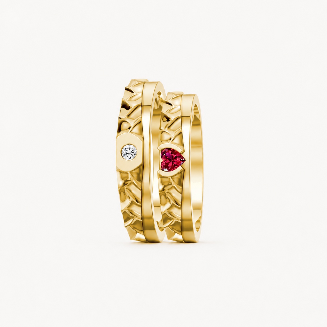 Nhẫn cưới kim cương F313 Vàng Gold thiết kế phá cách, sang trọng