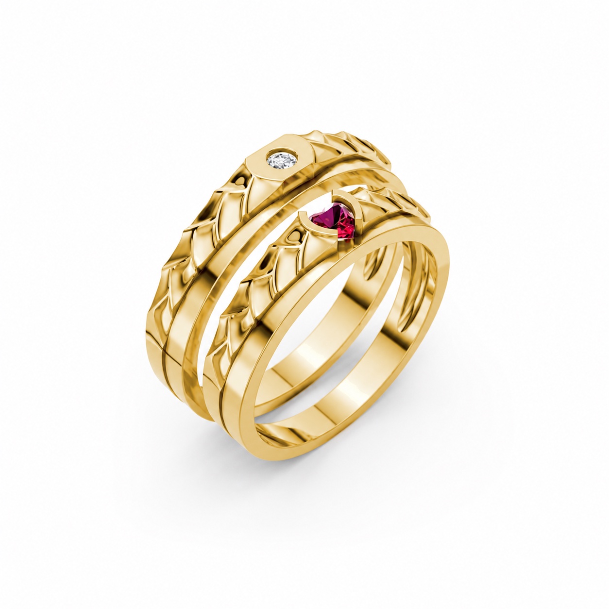 Nhẫn cưới kim cương F313 Vàng Gold thiết kế tinh tế, sang trọng