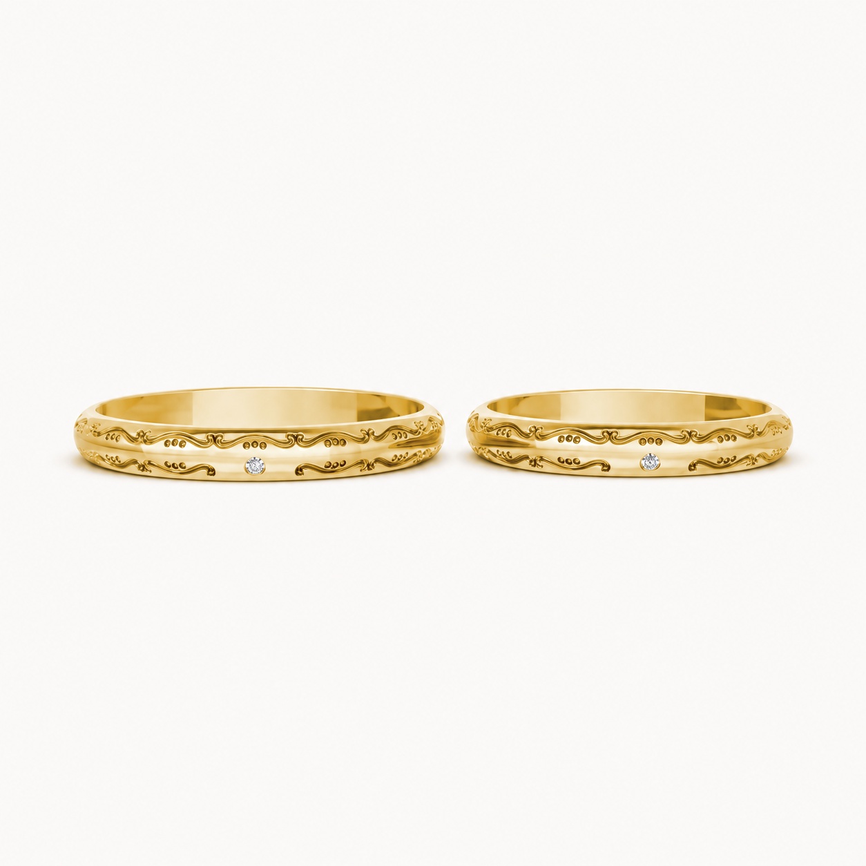 Nhẫn cưới kim cương H59 màu Vàng Gold thiết kế tinh xảo, độc đáo