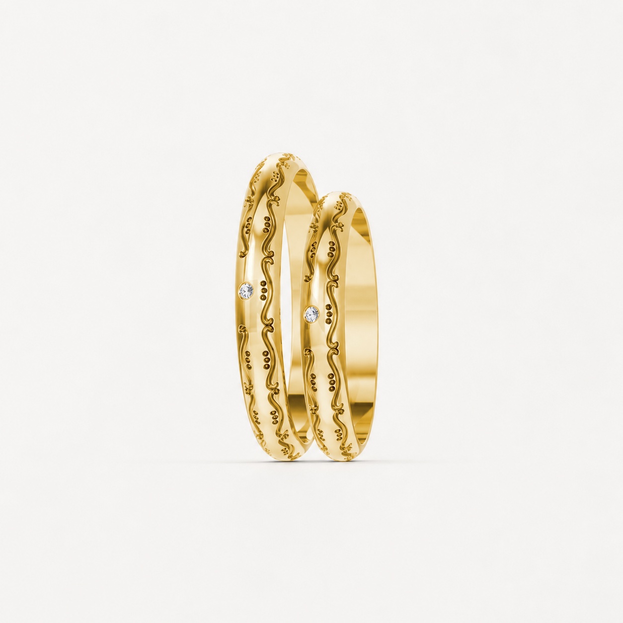 Nhẫn cưới kim cương H59 màu Vàng Gold thiết kế phá cách, sang trọng
