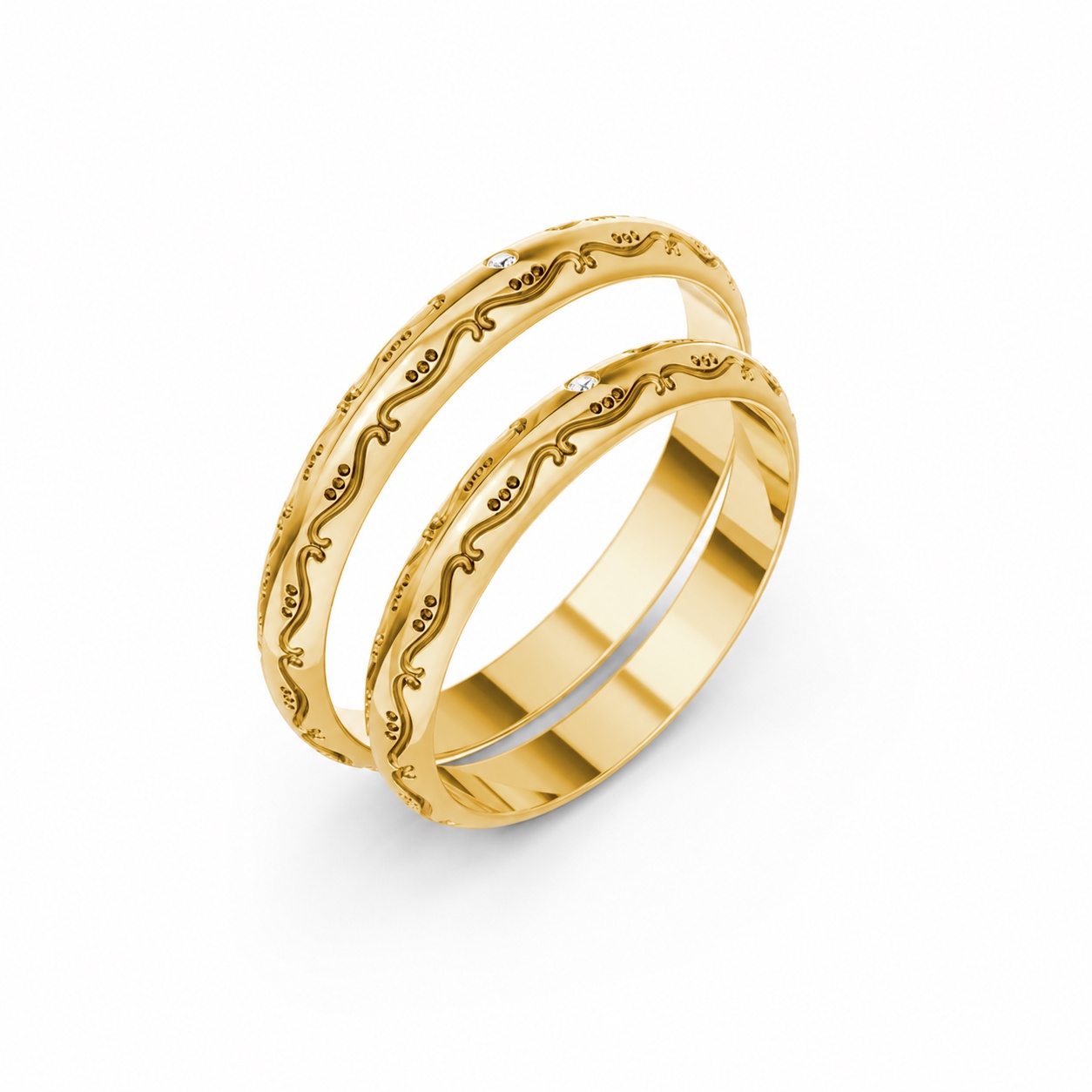 Nhẫn cưới kim cương H59 màu Vàng Gold thiết kế tinh tế, sang trọng