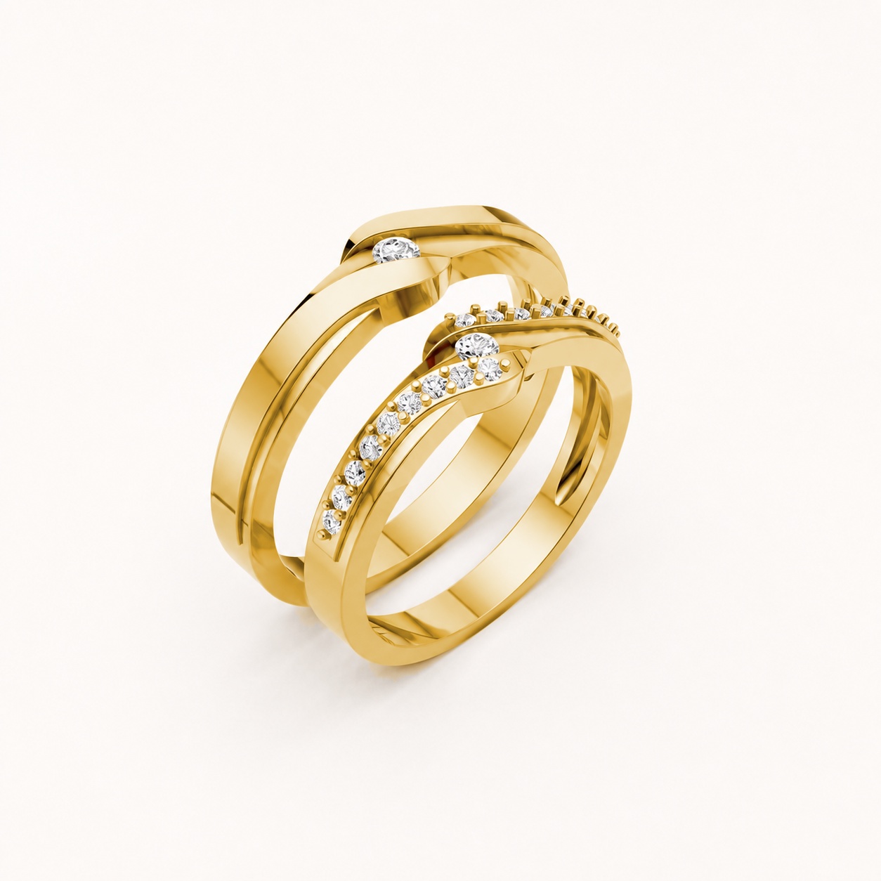 Nhẫn cưới S15 Vàng Gold thiết kế tinh tế, sang trọng