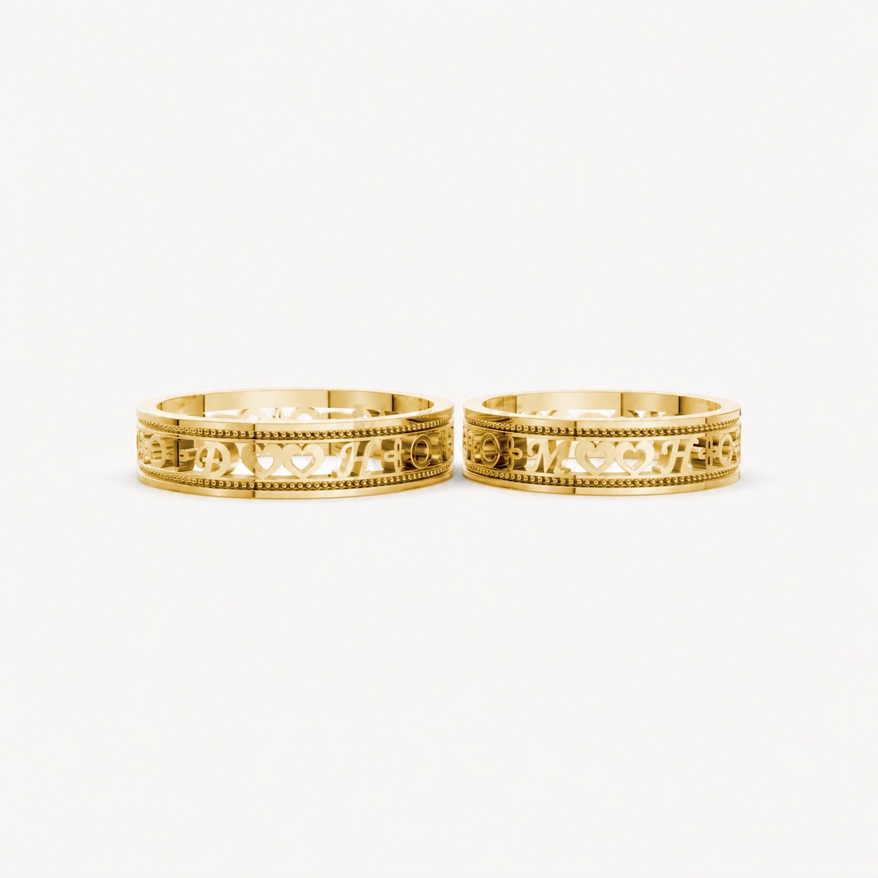 Nhẫn cưới thiết kế theo tên F20 Vàng Gold vàng 10K/14K/18K/607 cao cấp, thanh lịch
