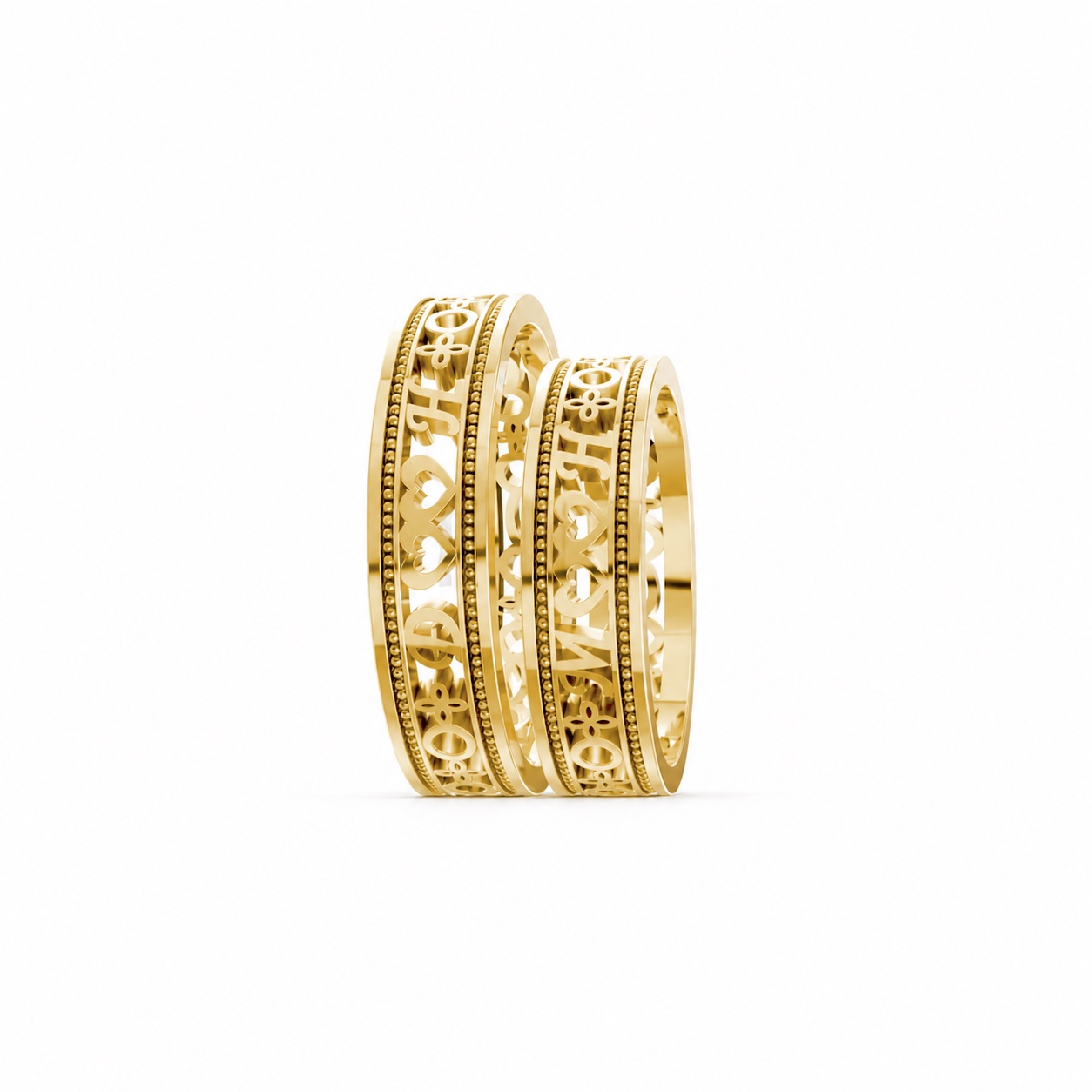 Nhẫn cưới thiết kế theo tên F20 Vàng Gold thiết kế phá cách, sang trọng