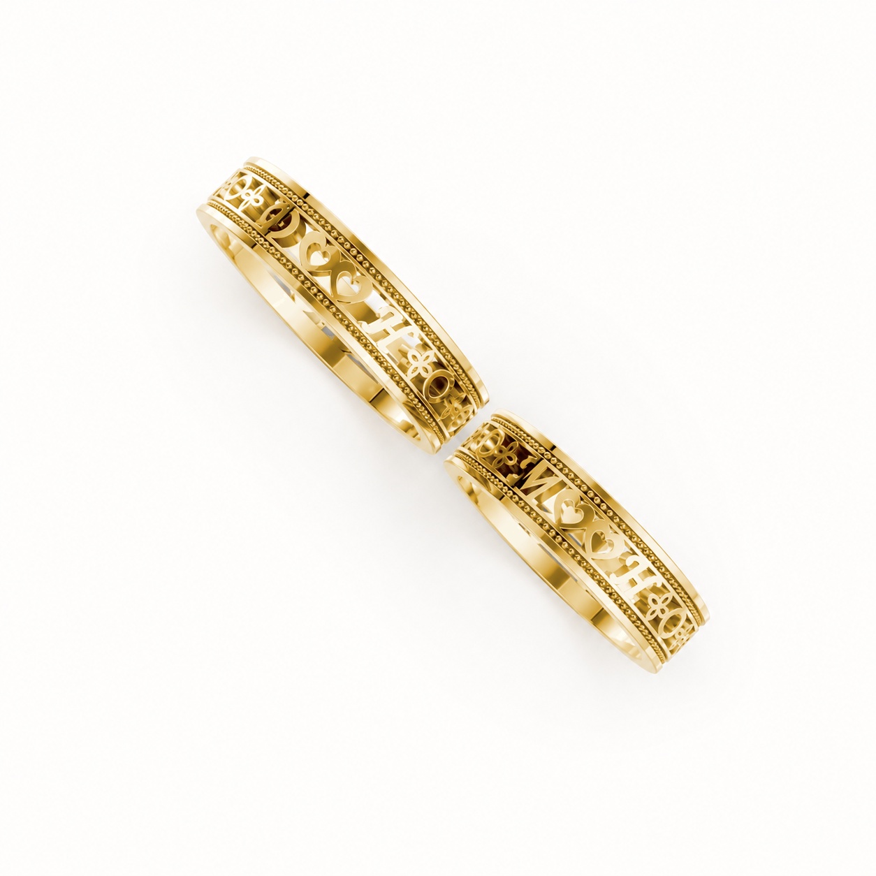 Nhẫn cưới thiết kế theo tên F20 Vàng Gold thiết kế tinh xảo, độc đáo