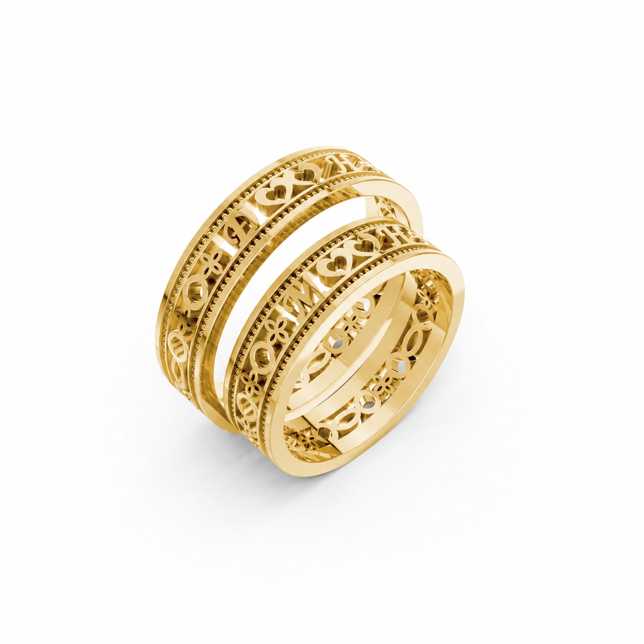 Nhẫn cưới thiết kế theo tên F20 Vàng Gold thiết kế tinh tế, sang trọng
