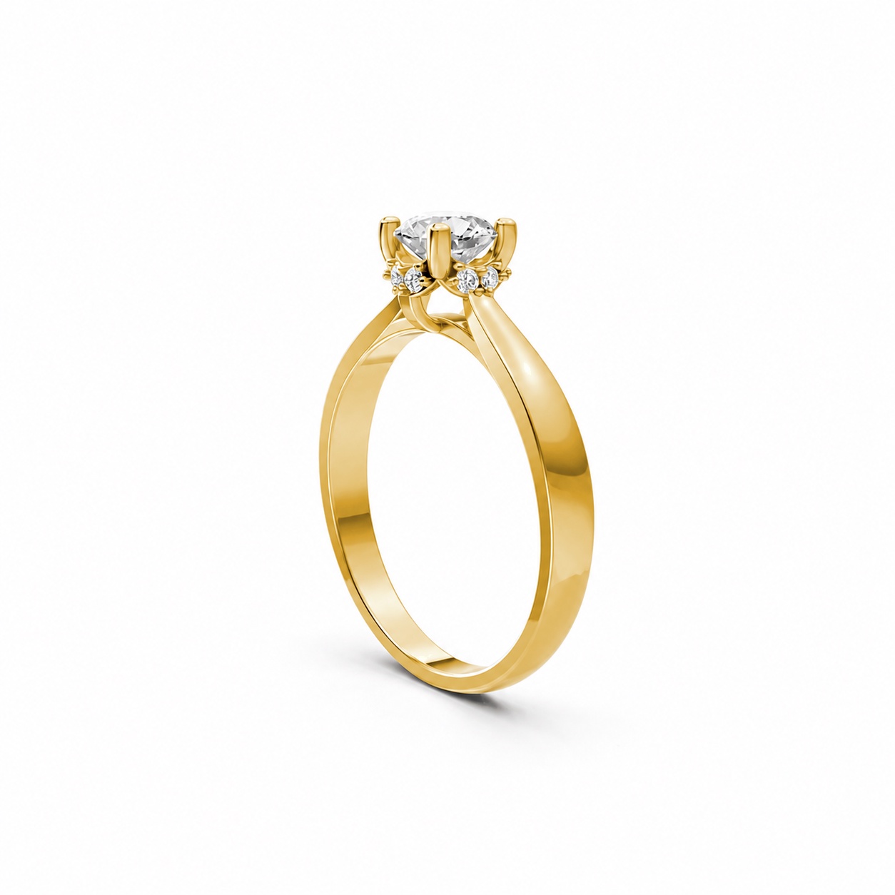 Nhẫn đính hôn R268 màu Vàng Gold thiết kế phá cách, sang trọng