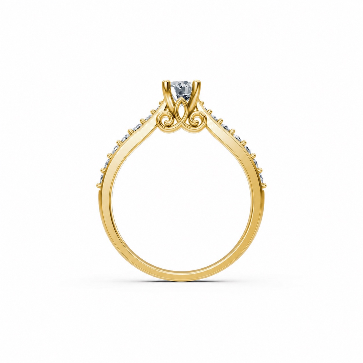 Nhẫn đính hôn R269 màu Vàng Gold vàng 10K/14K/18K/607 cao cấp, thanh lịch