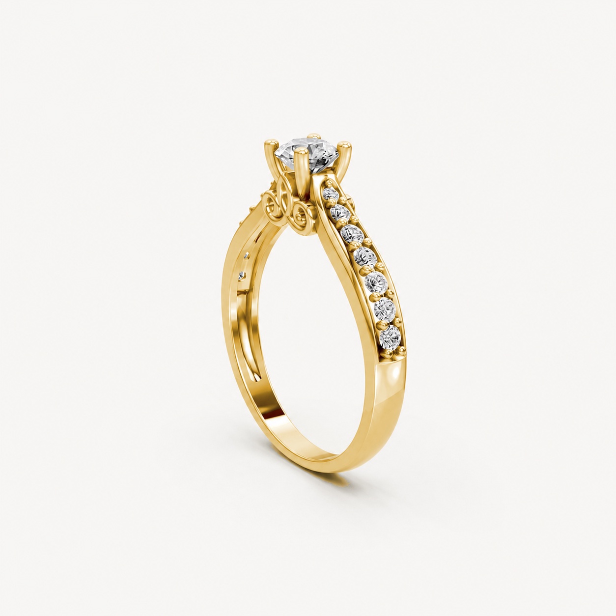 Nhẫn đính hôn R269 màu Vàng Gold thiết kế phá cách, sang trọng