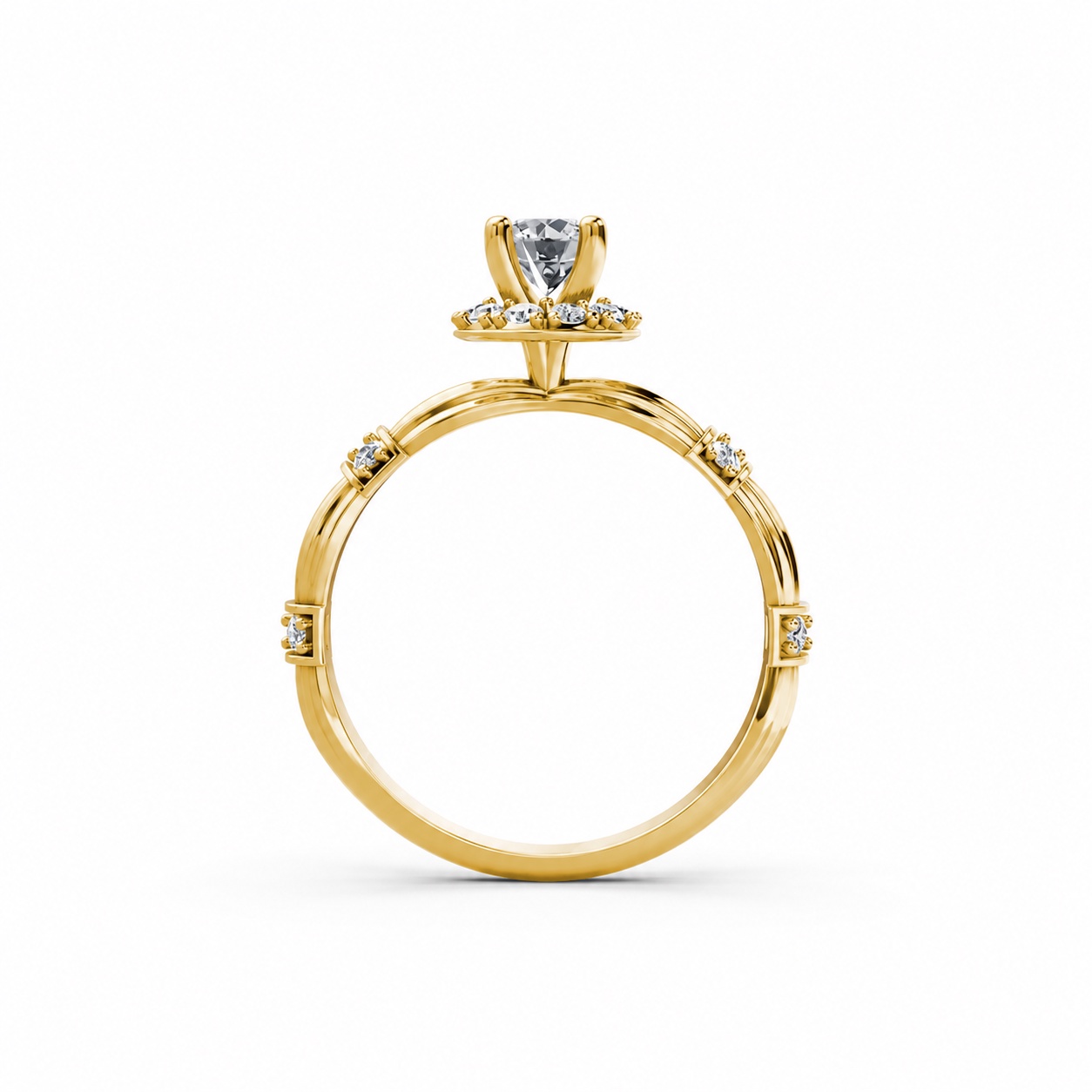 Nhẫn đính hôn R270 màu Vàng Gold vàng 10K/14K/18K/607 cao cấp, thanh lịch