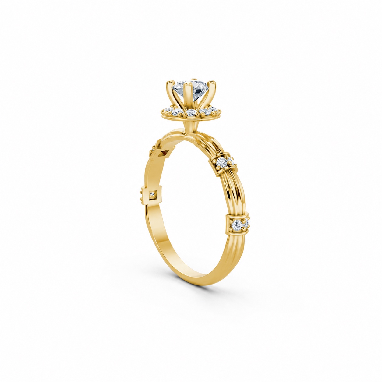 Nhẫn đính hôn R270 màu Vàng Gold thiết kế phá cách, sang trọng