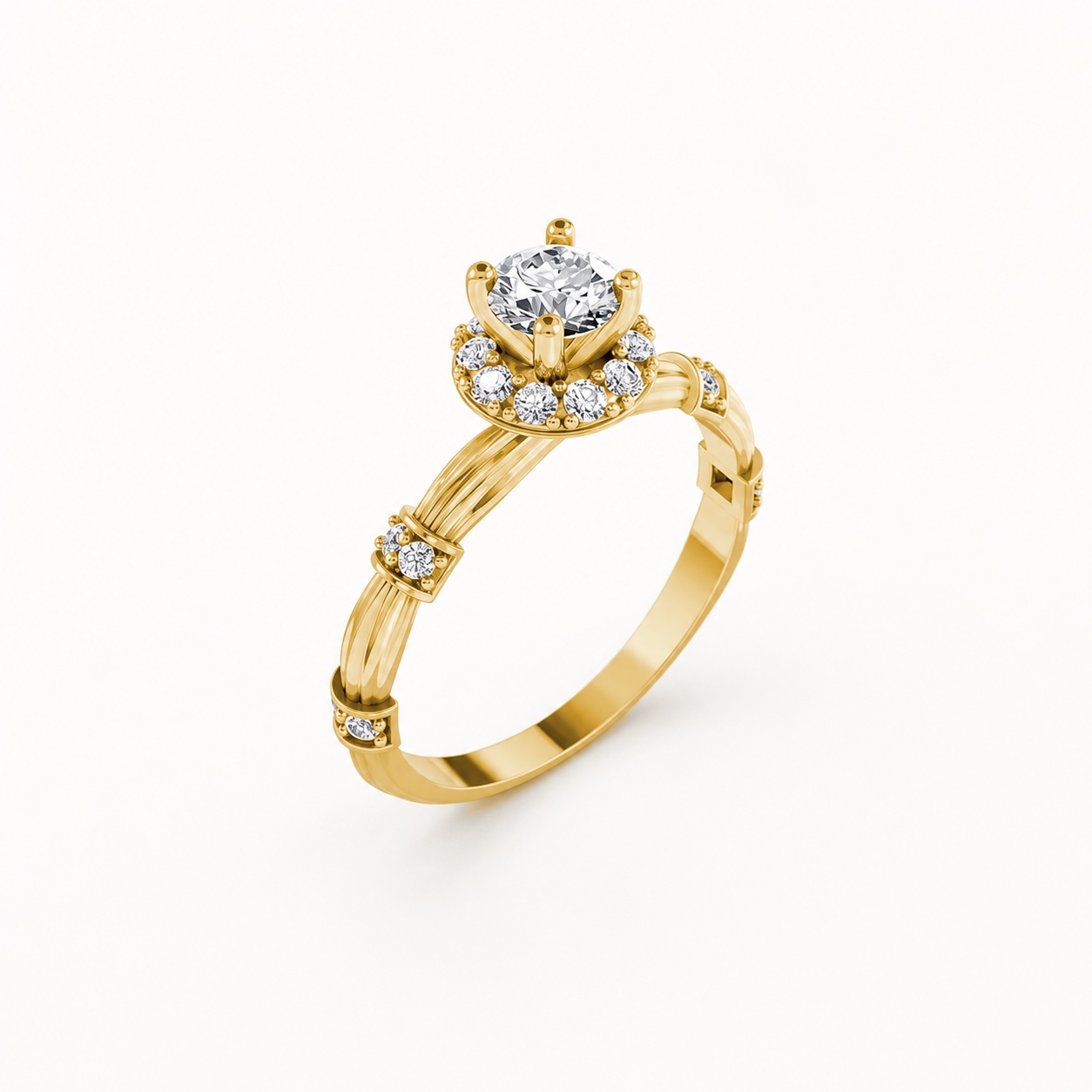 Nhẫn đính hôn R270 màu Vàng Gold thiết kế tinh tế, sang trọng