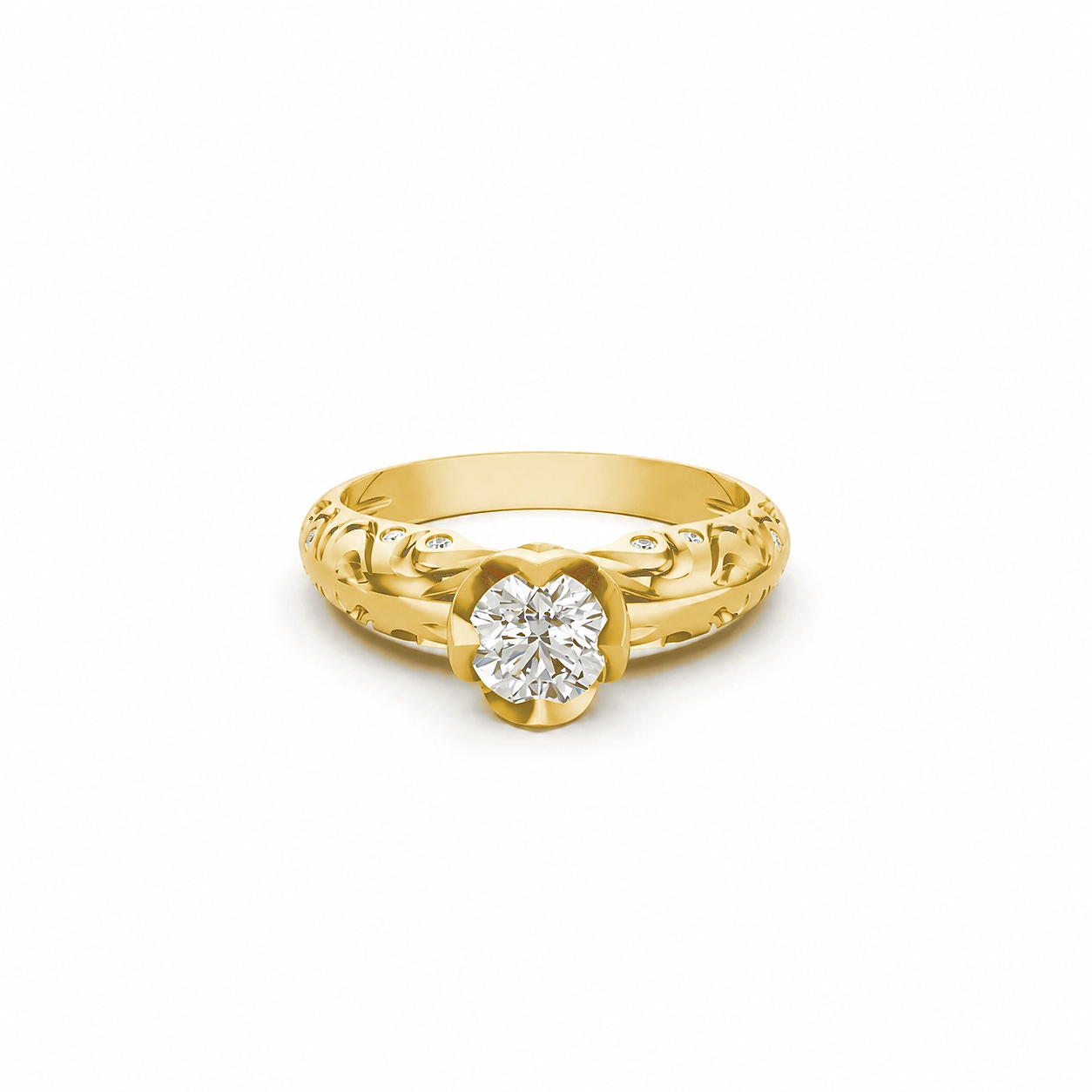 Nhẫn đính hôn R271 màu Vàng Gold thiết kế tinh xảo, độc đáo