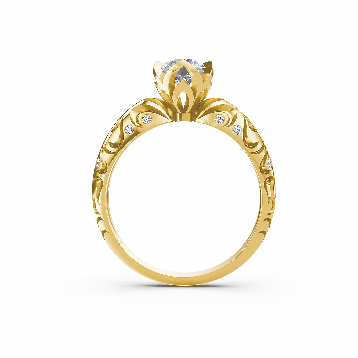 Nhẫn đính hôn R271 màu Vàng Gold vàng 10K/14K/18K/607 cao cấp, thanh lịch