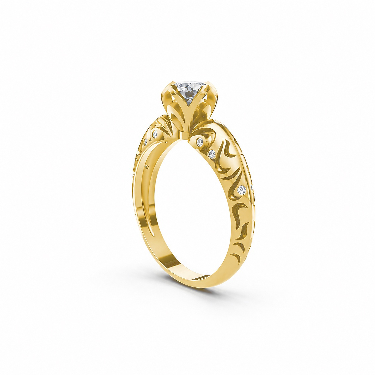 Nhẫn đính hôn R271 màu Vàng Gold thiết kế phá cách, sang trọng