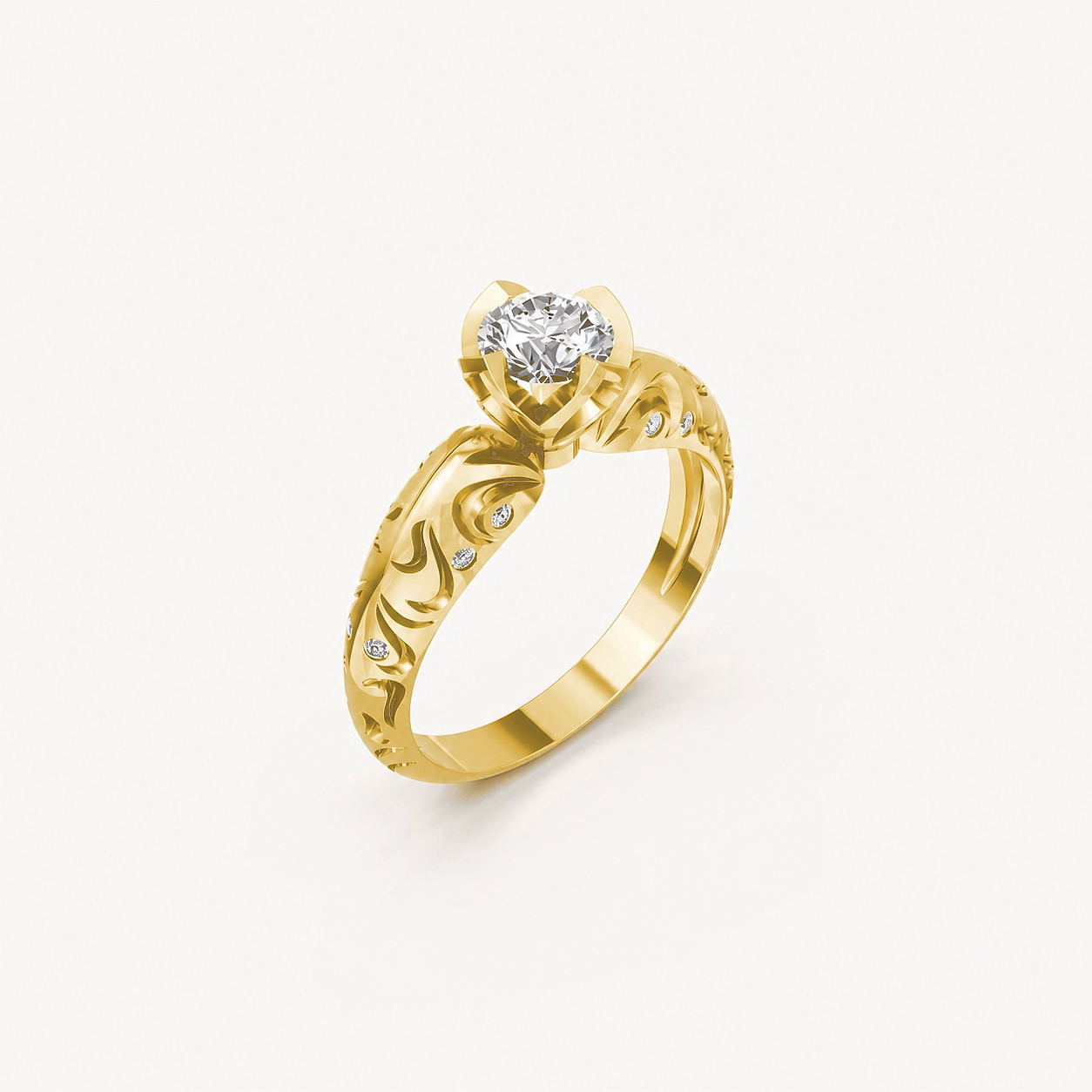 Nhẫn đính hôn R271 màu Vàng Gold thiết kế tinh tế, sang trọng